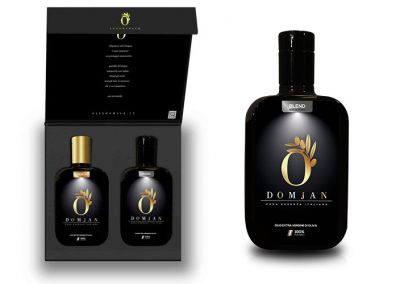 Studio e realizzazione grafica packaging luxury Olio Domjan